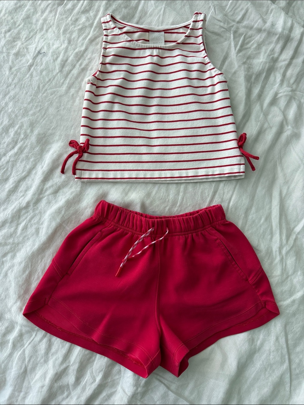 Girls Hot RED Elastic-Waist Drawstring Shorts - Casual Active Style